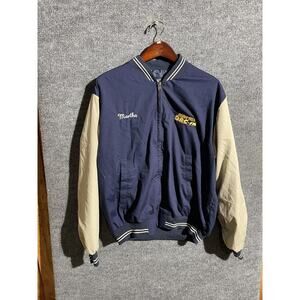 Vintage King Louie Jacket Mens Large Navy Tan Oldies 102.9 DRC-FM Radio USA 90s